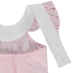 Barboteuse rayée à bretelles volantées pour bébé fille