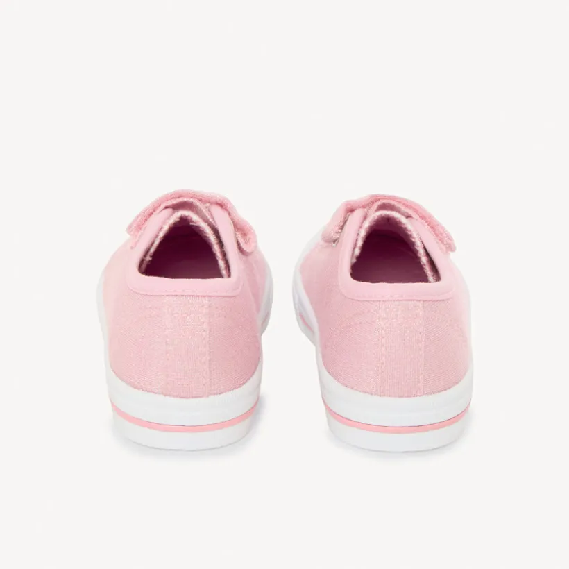 Basket basse en toile Lilas pailletées à scratch et lacets pour fille
