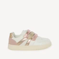 Basket de sport à tripe velcros irisé rose et doré pour fille