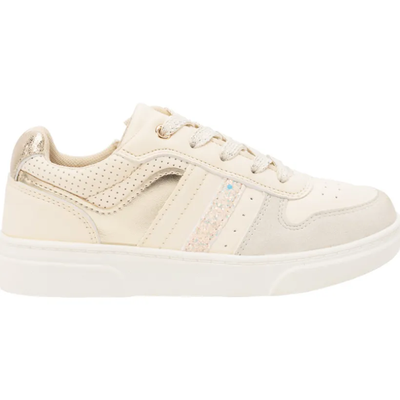 Baskets basses brillantes et pailletées à zip pour fille