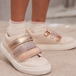 Baskets basses effet métallisé à paillettes pour fille