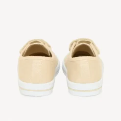 Baskets basses en toile dorée avec scratch pour fille