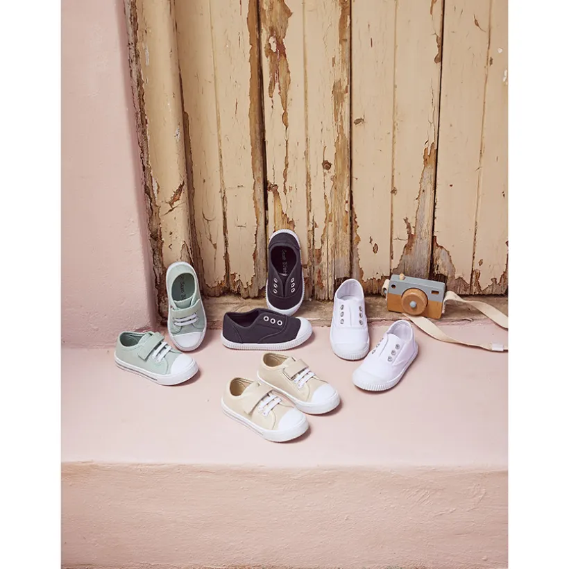 Baskets basses en toile lacets élastiqués et scratch pour bébé garçon