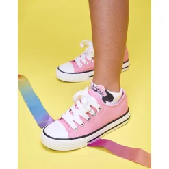Baskets basses en toile roses avec lacets pour fille