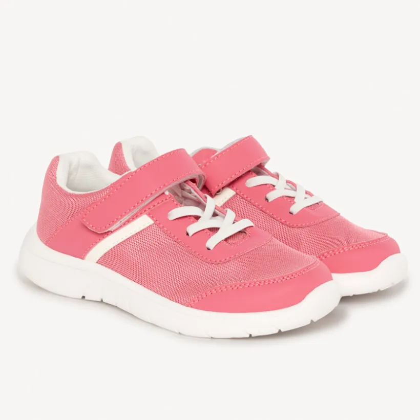 Baskets basses à lacets et velcros uni pour fille