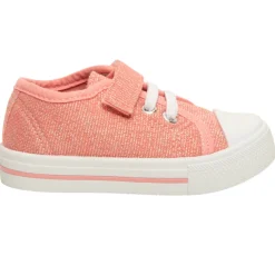 Baskets basses roses pailletées à scratch et lacets pour fille