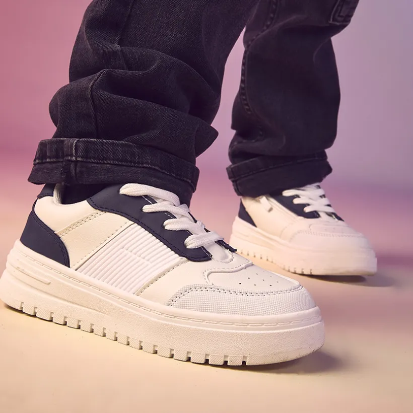 Baskets de sport avec lacets et zip + empiècements pour garçon