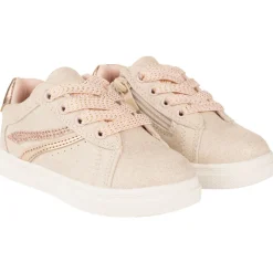 Baskets de sport rose poudré à lacets et zip pour bébé fille