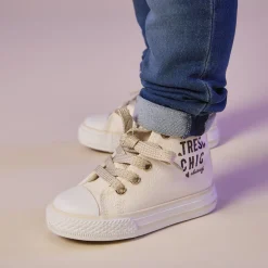 Baskets montantes en toile avec zip pour bébé fille