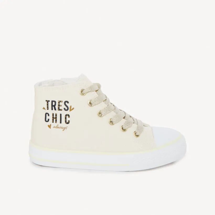 Baskets montantes en toile avec zip pour fille