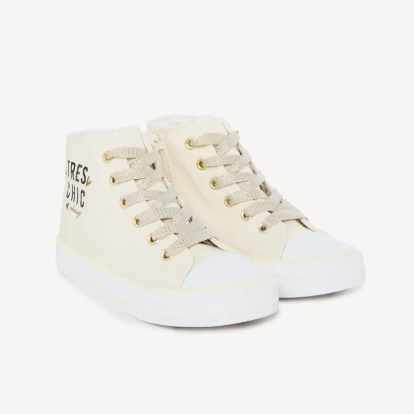 Baskets montantes en toile avec zip pour fille