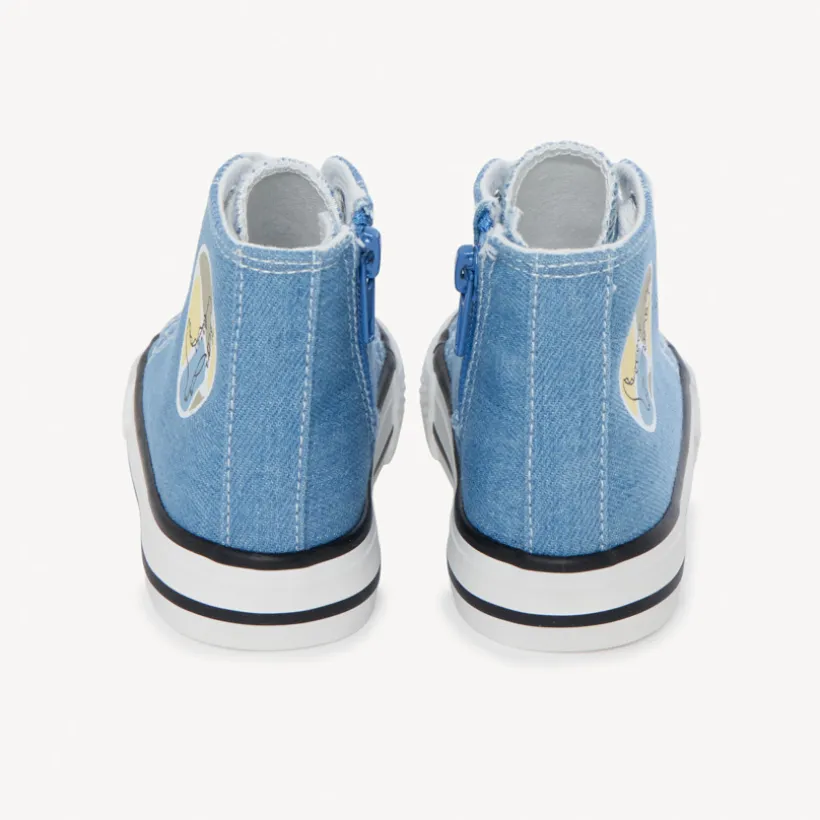Baskets montantes en toile effet jean avec zip pour bébé garçon