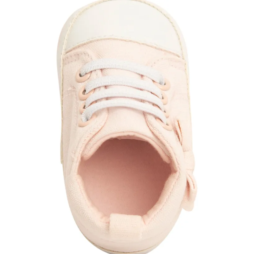 Baskets montantes à lacets en toile avec noeud pour bébé fille