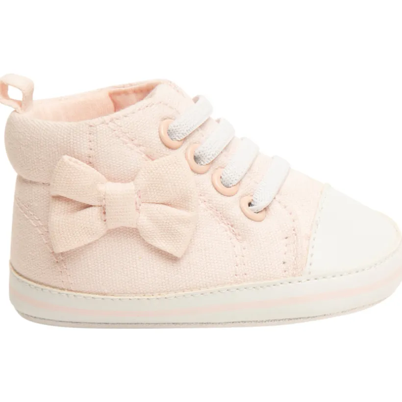 Baskets montantes à lacets en toile avec noeud pour bébé fille
