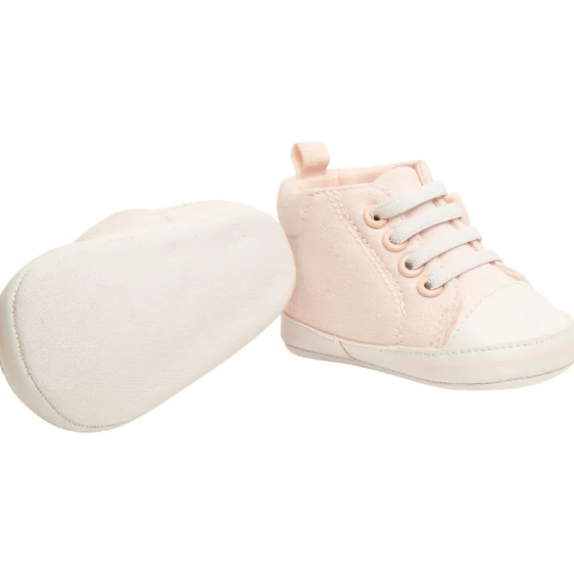 Baskets montantes à lacets en toile avec noeud pour bébé fille