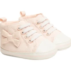 Baskets montantes à lacets en toile avec noeud pour bébé fille