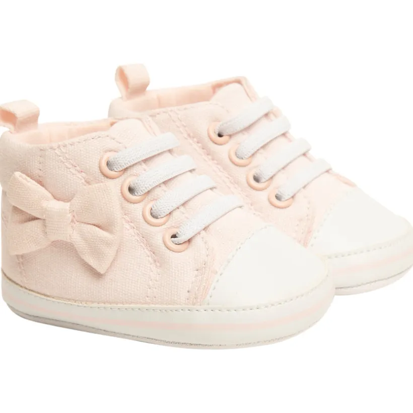 Baskets montantes à lacets en toile avec noeud pour bébé fille
