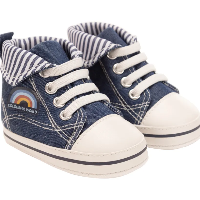 Baskets montantes souples effet jean pour bébé garçon