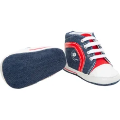 Baskets souples en toile effet jeans avec empiècements contrastés