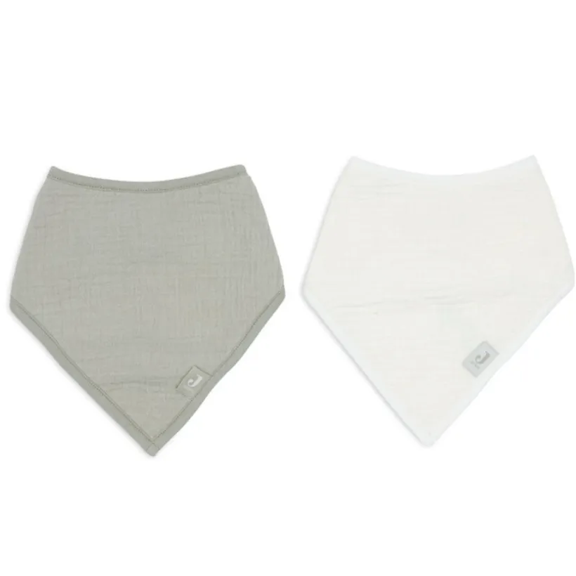 Bavoir Bandana gaze de coton Olive Green/Oatmeal 2 pcs