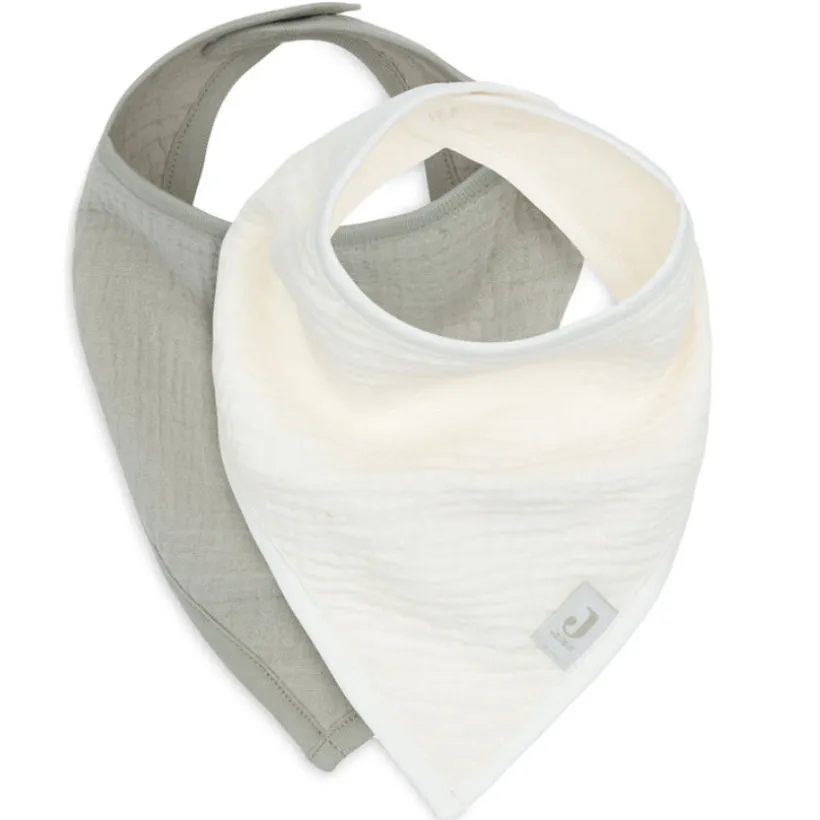 Bavoir Bandana gaze de coton Olive Green/Oatmeal 2 pcs