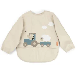 Bavoir imperméable à manches avec poche Tiny Farm Sable