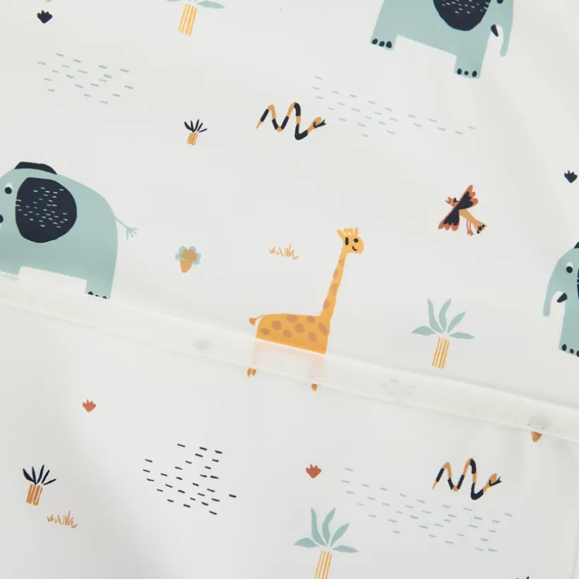 Bavoir imperméable à poche et col élastiqué imprimé savane