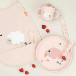 Bavoir élastique avec poche Tiny Farm rose