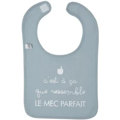 Bavoir "Le mec parfait" - Anthracite/Bleu grisé
