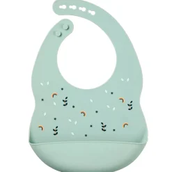 Bavoir réglable avec bac récupérateur - Silicone - Vert - Imprimé