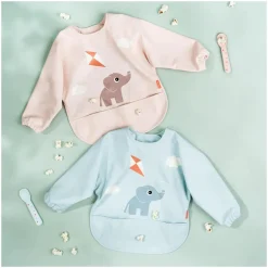 Bavoir tablier avec manches et poche Playground Bleu
