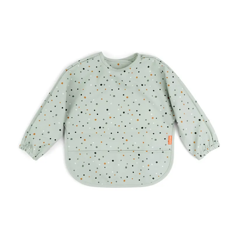 Bavoir tablier manches longues avec poche - Happy Dots Vert