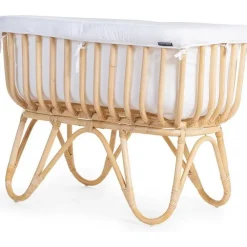 Berceau en rotin 80 x 40 cm + matelas + habillage en jersey