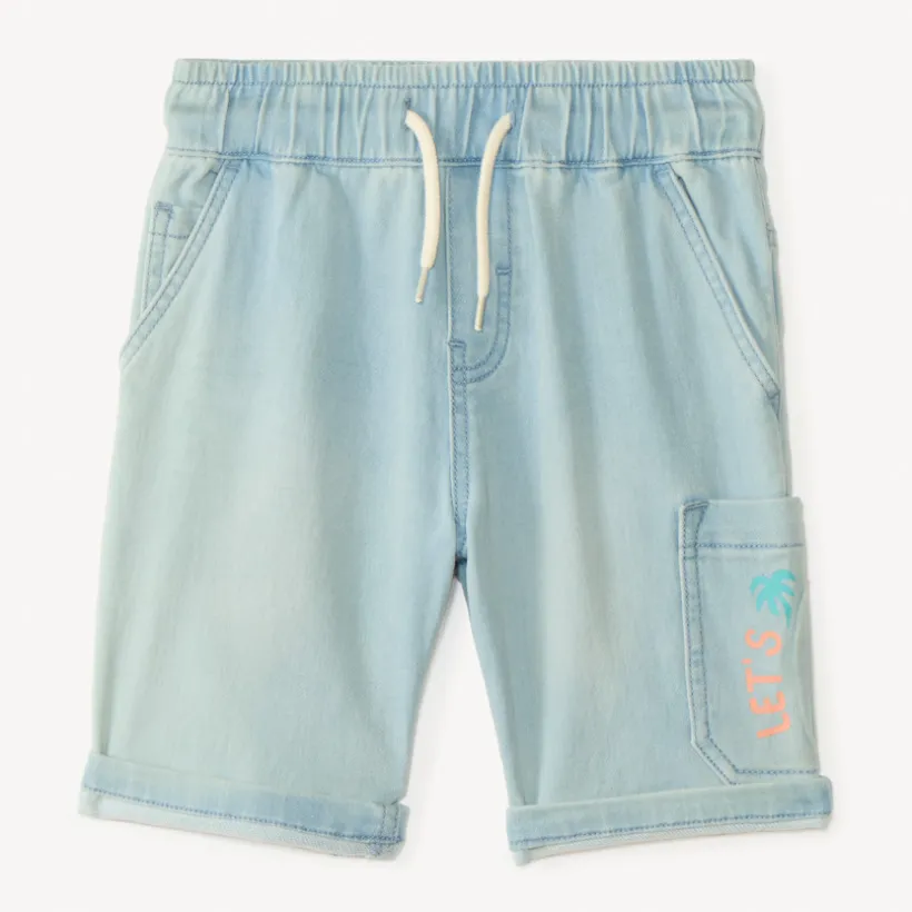 Bermuda effet jean à poche printée pour garçon