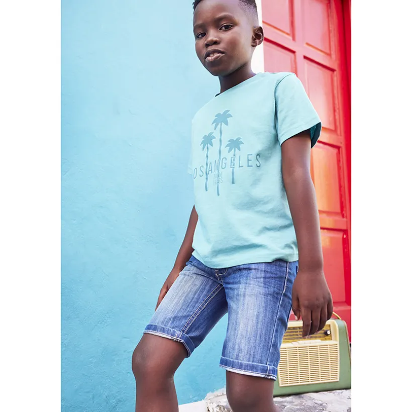 Bermuda en jean effet délavé pour garçon