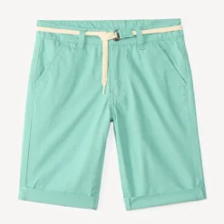 Bermuda uni en toile avec ceinture lacet pour garçon