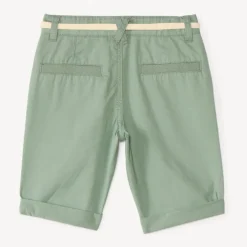 Bermuda uni en toile avec ceinture lacet pour garçon