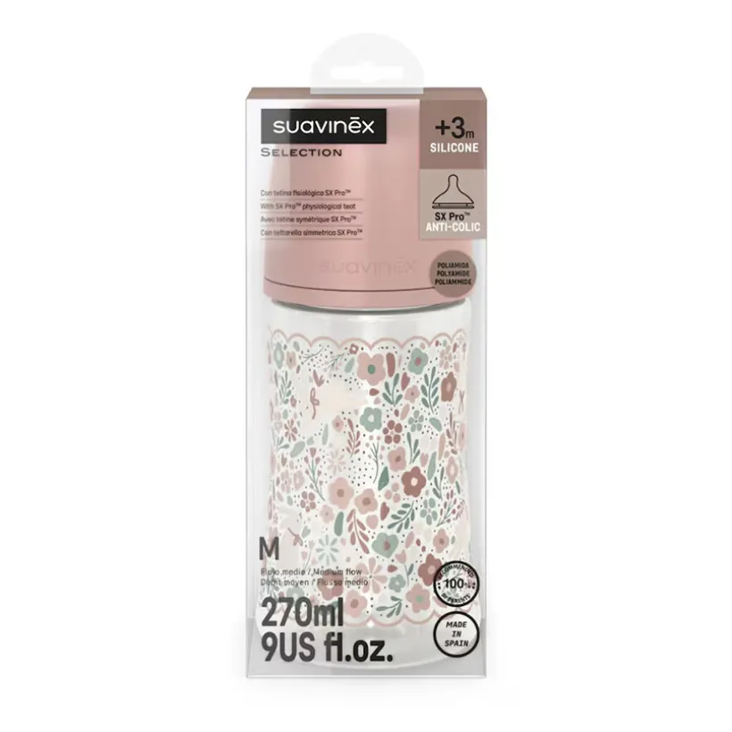 Biberon avec tétine physiologique SX PRO M 270ml Wonderland Liberty rose