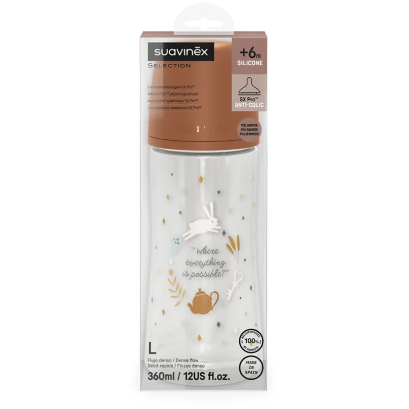 Biberon avec tétine symétrique SX Pro L 360ml Wonderland Camel