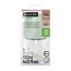 Biberon en verre avec tétine physiologique SX Pro S 120 ml Wonderland petits lapins vert