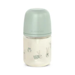 Biberon en verre avec tétine physiologique SX Pro S 120 ml Wonderland petits lapins vert