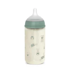 Biberon en verre avec tétine symétrique SX Pro M 240ml Lapins verts