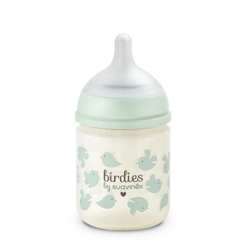 Biberon en verre 120ml avec tétine SX Pro XS Birdies vert