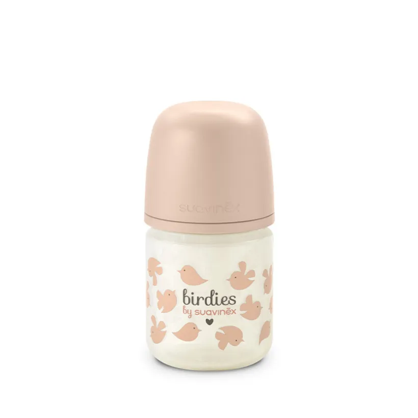 Biberon en verre 120ml avec tétine SX Pro XS Birdies rose