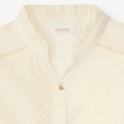 Blouse unie en toile armurée pour fille