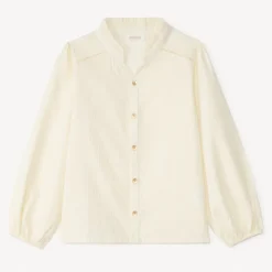 Blouse unie en toile armurée pour fille