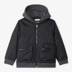 Blouson aviateur bi-matière à capuche pour garçon