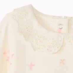 Body manches longues à col claudine brodée pour bébé fille