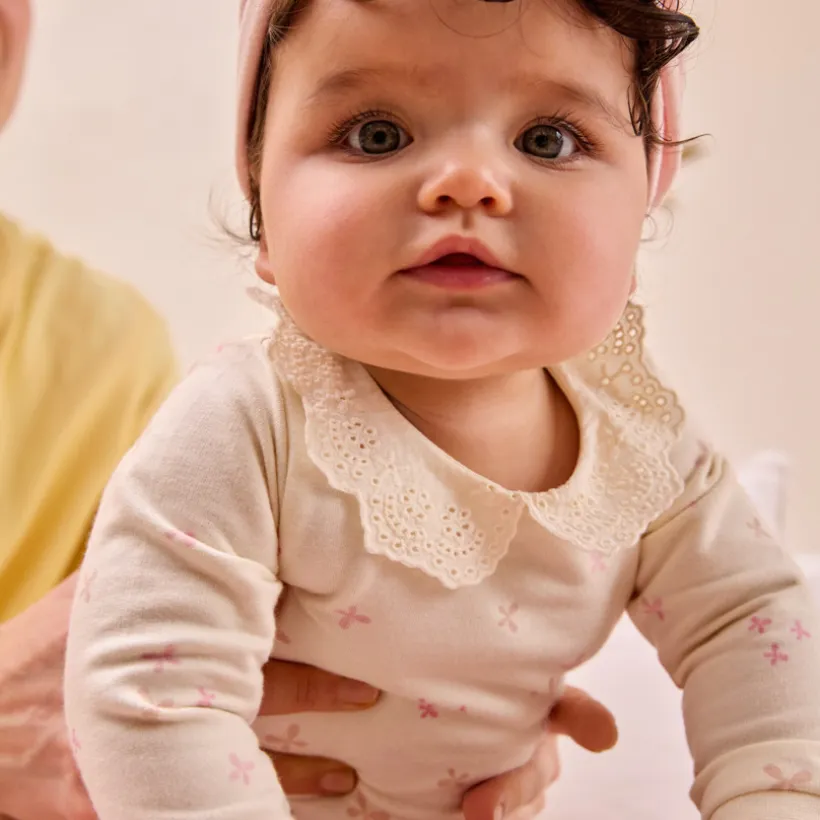 Body manches longues à col claudine brodée pour bébé fille
