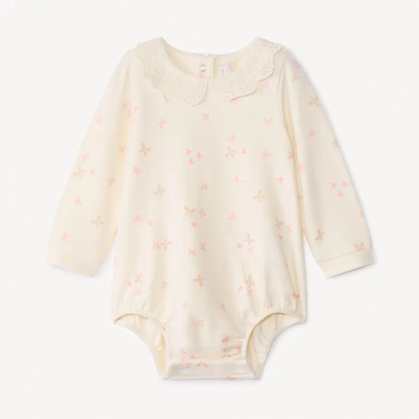 Body manches longues à col claudine brodée pour bébé fille